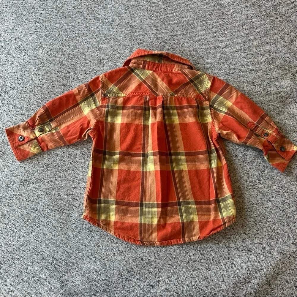 🌟3/$20🌟 Baby Gap orange plaid button down boys 18m